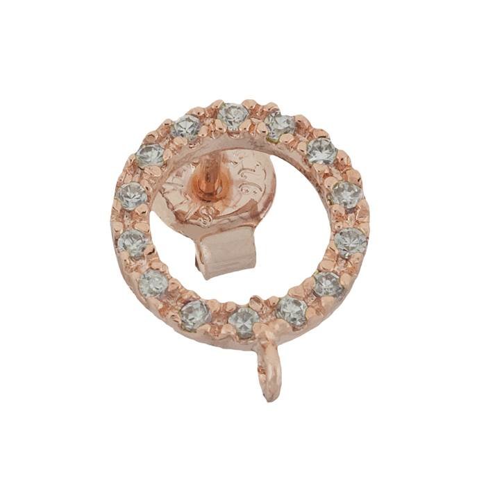 10mm cubic zirconia stud circle earring with ring