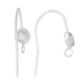 ss 4mm round cubic zirconia earwire earring