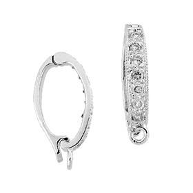 rhodium sterling silver 15x8mm rhodium plated cubic zirconia enhancer