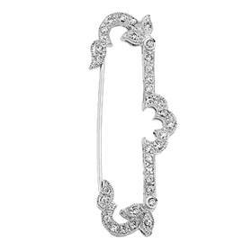 rhodium sterling silver 42mm rhodium plated cubic zirconia fancy brooch