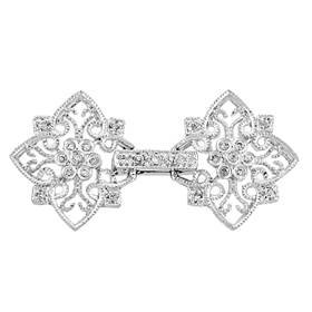 rhodium sterling silver 35x17mm rhodium plated cubic zirconia filigree fold over clasp