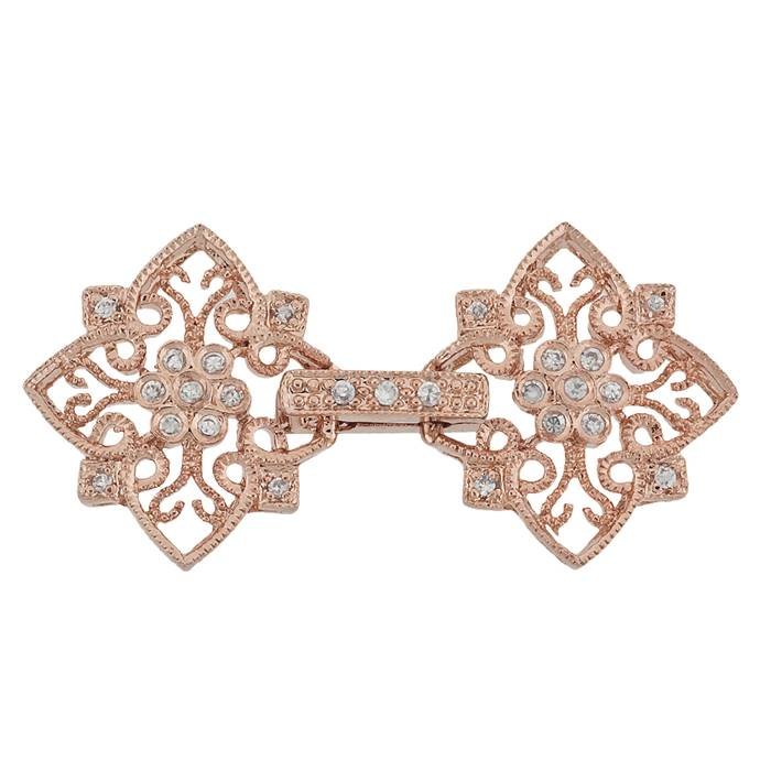 35x17mm cubic zirconia filigree fold over clasp