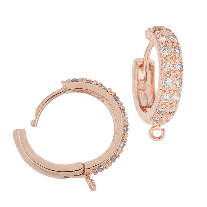 14mm cubic zirconia pave hoop earring with ring