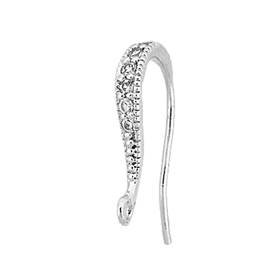 rhodium sterling silver rhodium plated cubic zirconia pave earwire earring with ring