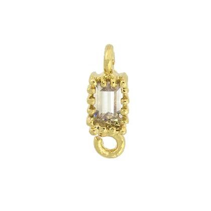 vermeil 4x3mm cubic zirconia rectangle connector