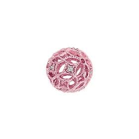 rose gold vermeil 6mm cubic zirconia filigree round bead