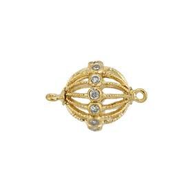 9mm cubic zirconia filigree round bead connector