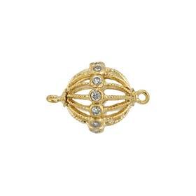 vermeil 9mm cubic zirconia filigree round bead connector