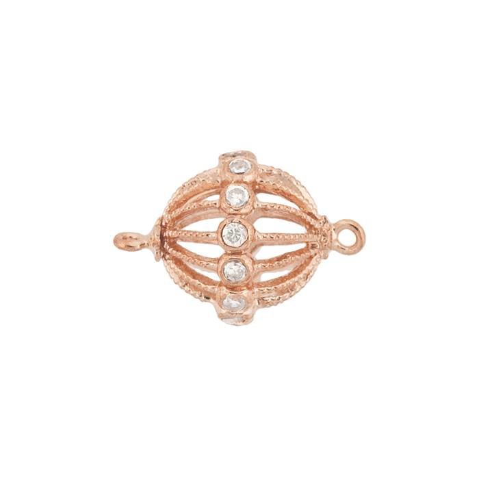 9mm cubic zirconia filigree round bead connector