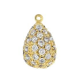 vermeil 10x6mm cubic zirconia pave pear pendant