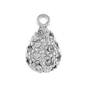 rhodium sterling silver 10x6mm rhodium plated cubic zirconia pave pear pendant