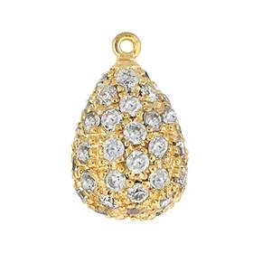 vermeil 14x9mm cubic zirconia pave pear pendant