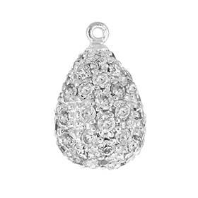 rhodium sterling silver 14x9mm rhodium plated cubic zirconia pave pear pendant