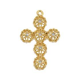 vermeil 13x9mm cubic zirconia filigree cross charm