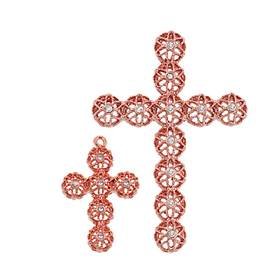 Rose Gold Vermeil Cubic Zirconia Filigree Cross Charm