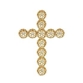 vermeil 37x26mm cubic zirconia filigree cross charm