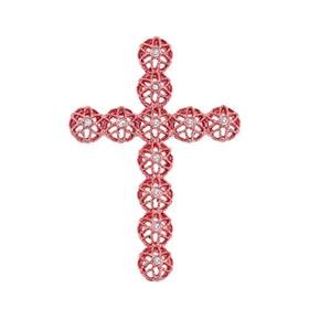 rose gold vermeil 37x26mm cubic zirconia filigree cross charm