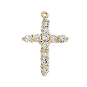 vermeil 19x14mm cubic zirconia cross charm