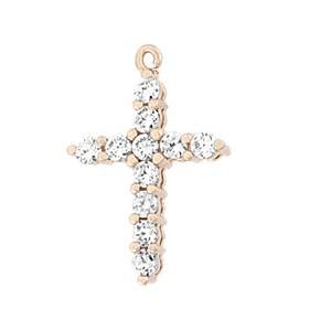 rose gold vermeil 19x14mm cubic zirconia cross charm