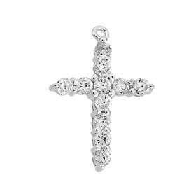 19x14mm rhodium plated cubic zirconia cross charm