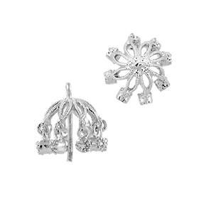 8mm rhodium plated cubic zirconia filigree pearl pendant