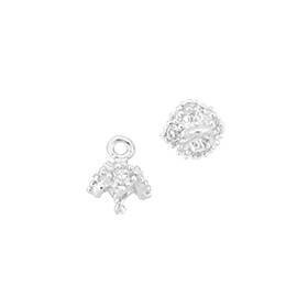 4.5mm rhodium plated cubic zirconia filigree pearl drop