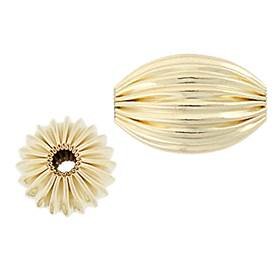 gold filled 12.6x8.15mm corrugated oval bead