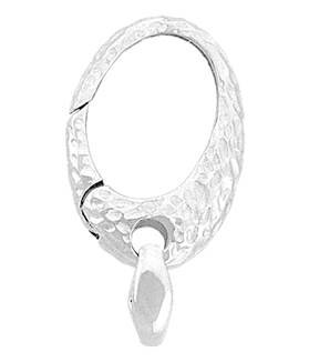 rhodium sterling silver 24x16mm hammer oval trigger clasp
