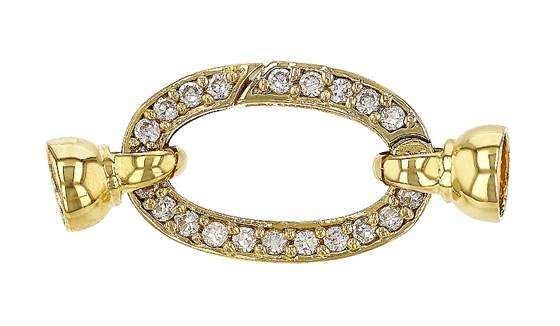 vermeil 25x16mm cubic zirconia oval springring clasp