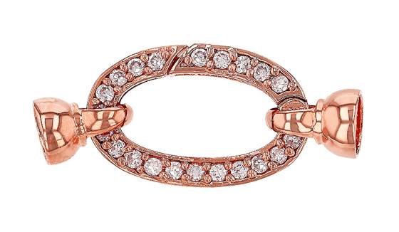rose gold vermeil 25x16mm cubic zirconia oval springring clasp