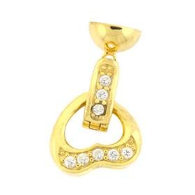 vermeil 22x13mm cubic zirconia fold over heart clasp