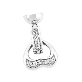 rhodium sterling silver 22x13mm cubic zirconia fold over heart clasp