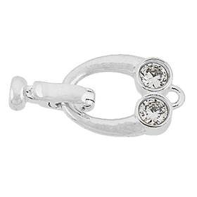 rhodium sterling silver 20x10mm cubic zirconia fold over clasp