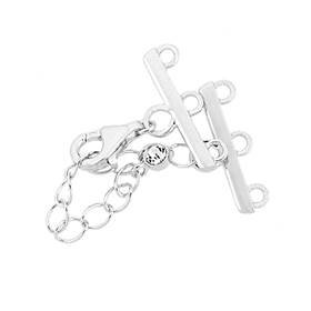 rhodium sterling silver 20mm adjustable bar clasp with cubic zirconia accent