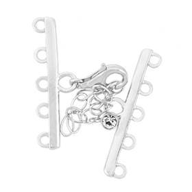rhodium sterling silver 30mm adjustable bar clasp with cubic zirconia accent