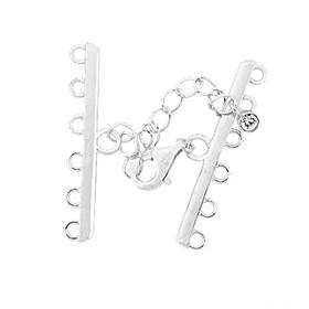rhodium sterling silver 35mm adjustable bar clasp with cubic zirconia accent
