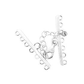 rhodium sterling silver 35mm adjustable bar clasp with cubic zirconia accent