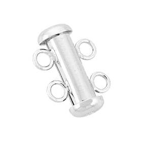 rhodium sterling silver 2 rows multi-row tube clasp 15x4mm