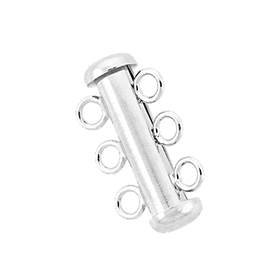 rhodium sterling silver 3 rows multi-row tube clasp 20x4mm