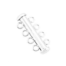 rhodium sterling silver 4 rows multi-row tube clasp 25x4mm