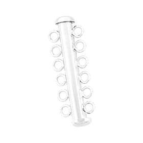 rhodium sterling silver 6 rows multi-row tube clasp 33x4mm