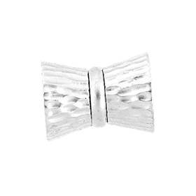 rhodium sterling silver 22x16mm multi-row matt bow magnetic clasp