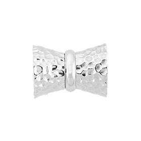rhodium sterling silver 22x16mm multi-row hammer bow magnetic clasp