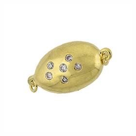 vermeil 15x10mm cubic zirconia one touch clasp