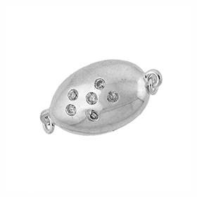 rhodium sterling silver 15x10mm cubic zirconia one touch clasp