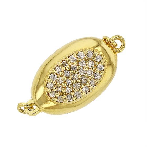 vermeil 15x10mm cubic zirconia one touch clasp