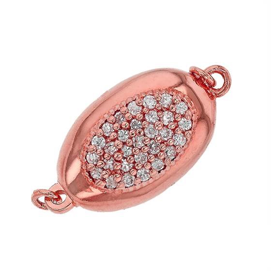 rose gold vermeil 15x10mm cubic zirconia one touch clasp