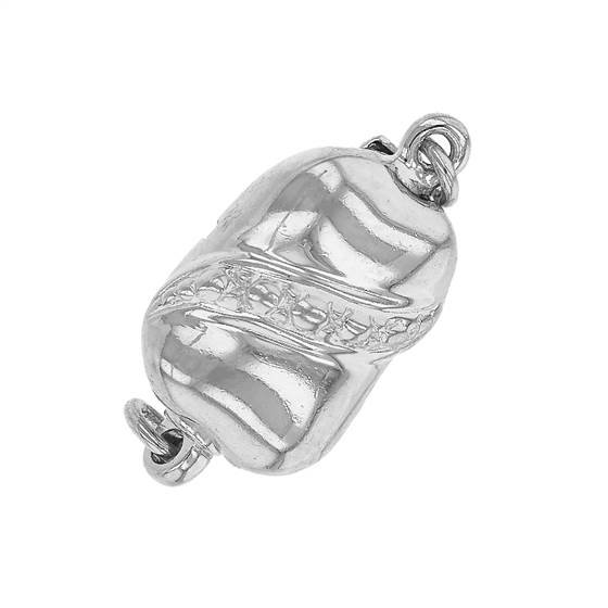 rhodium sterling silver 11x8mm one stripe one touch clasp