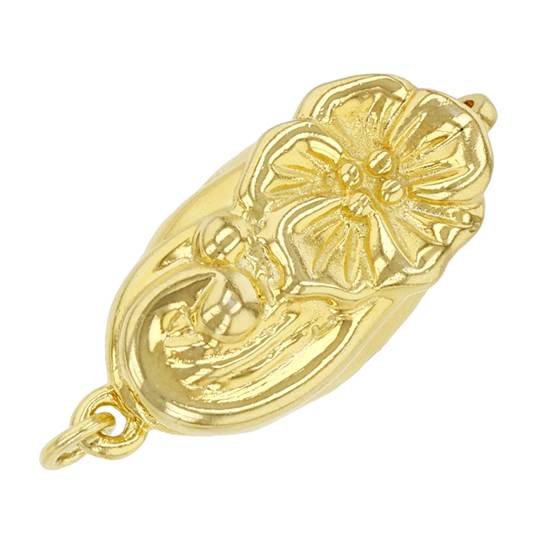 vermeil 16x8mm flower one touch clasp