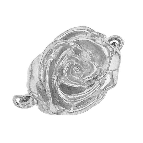 rhodium sterling silver 15x12mm rose one touch clasp